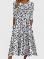 Larissa | Floral A-Line Midi Dress with Pockets for Women