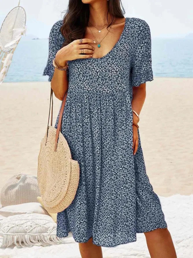 Serenity | Floral A-Line Flutter Sleeve Midi Dress for Women