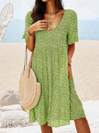 Serenity | Floral A-Line Flutter Sleeve Midi Dress for Women