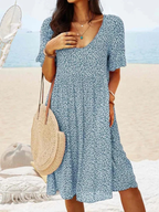 Serenity | Floral A-Line Flutter Sleeve Midi Dress for Women