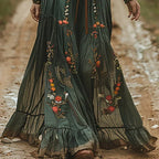 Tania | Embroidered Maxi Dress with V-Neck for Women
