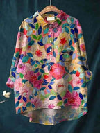 Caroline | Floral Oversized Collar Blouse for Women