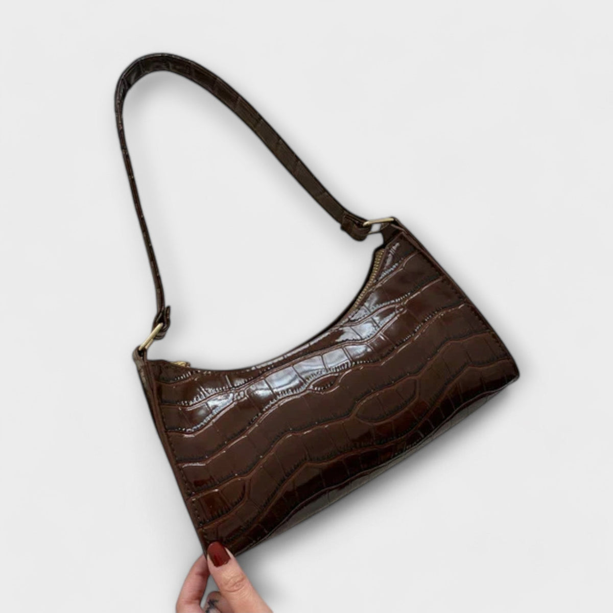 Nia | Shiny Crocodile Embossed Shoulder Bag for Women