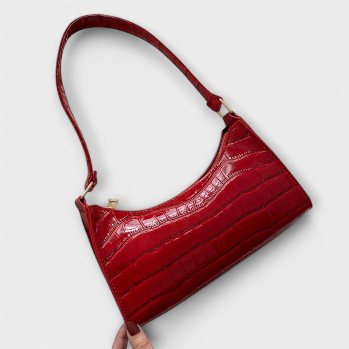 Nia | Shiny Crocodile Embossed Shoulder Bag for Women