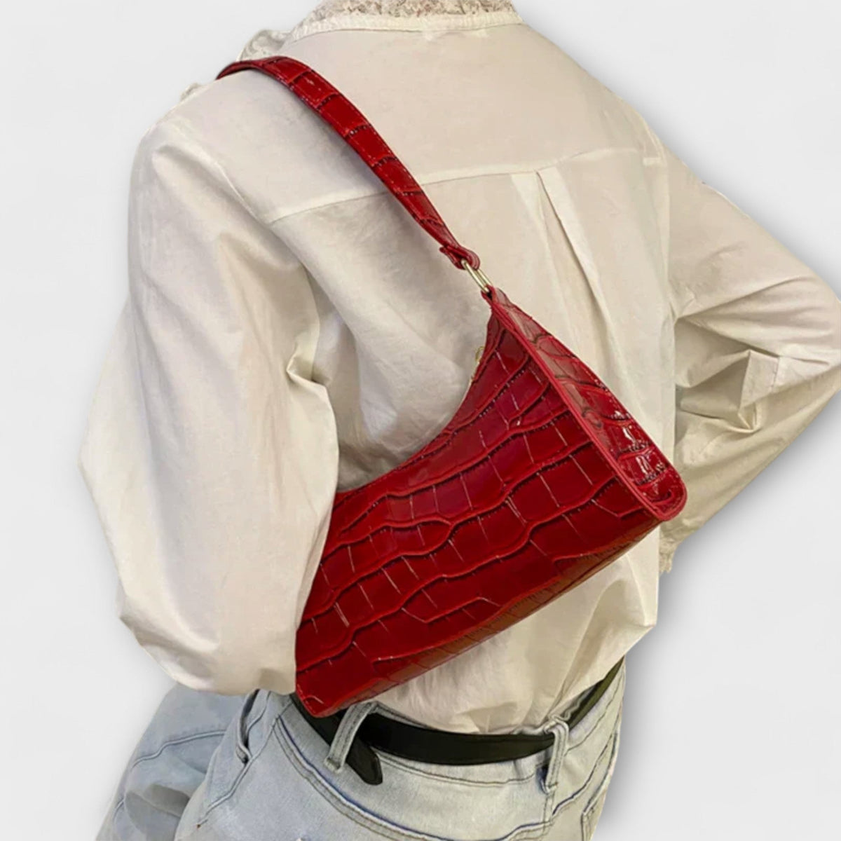 Nia | Shiny Crocodile Embossed Shoulder Bag for Women