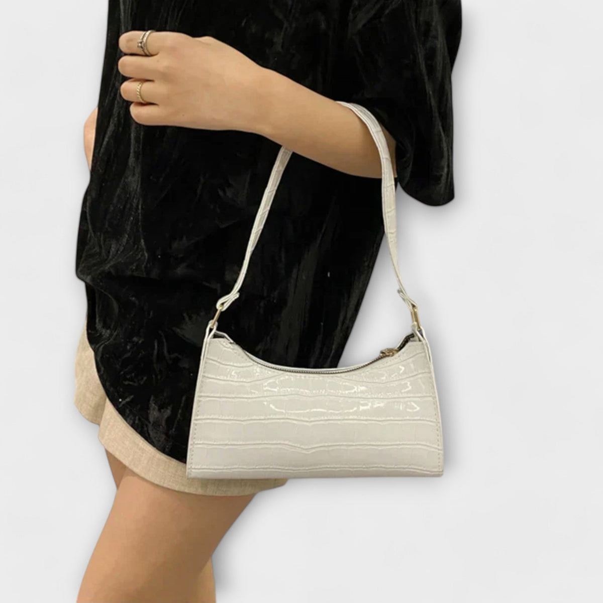 Nia | Shiny Crocodile Embossed Shoulder Bag for Women