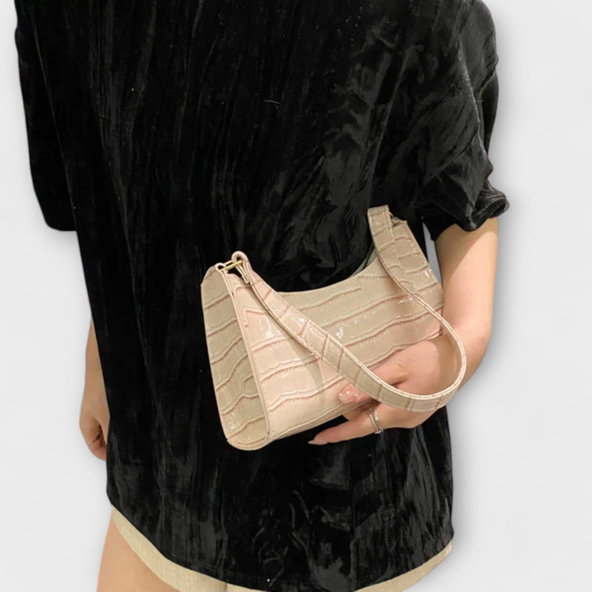 Nia | Shiny Crocodile Embossed Shoulder Bag for Women
