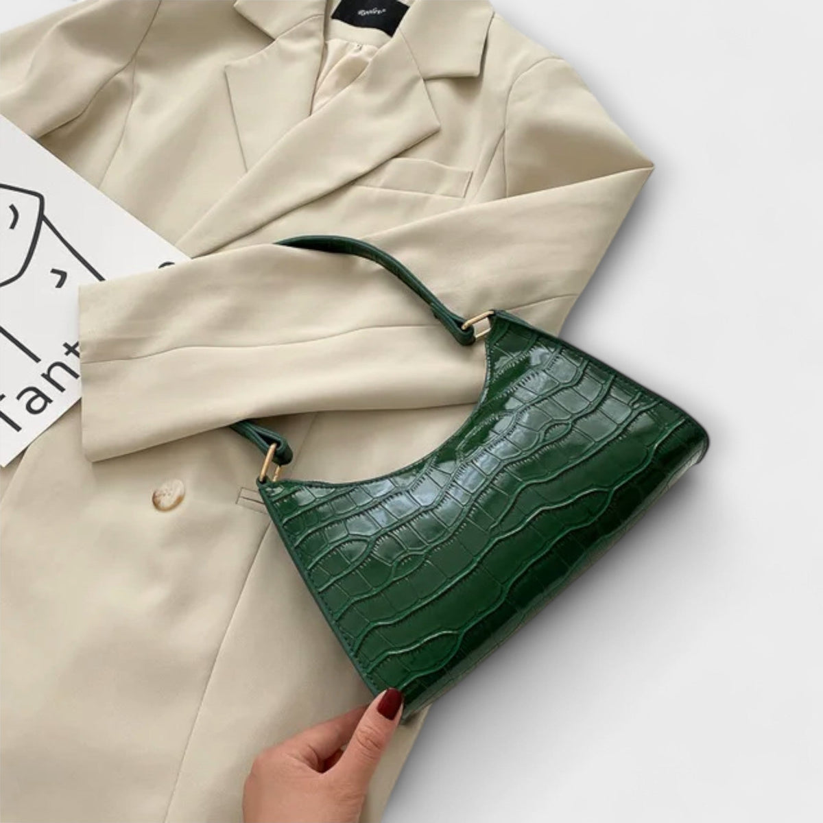 Nia | Shiny Crocodile Embossed Shoulder Bag for Women