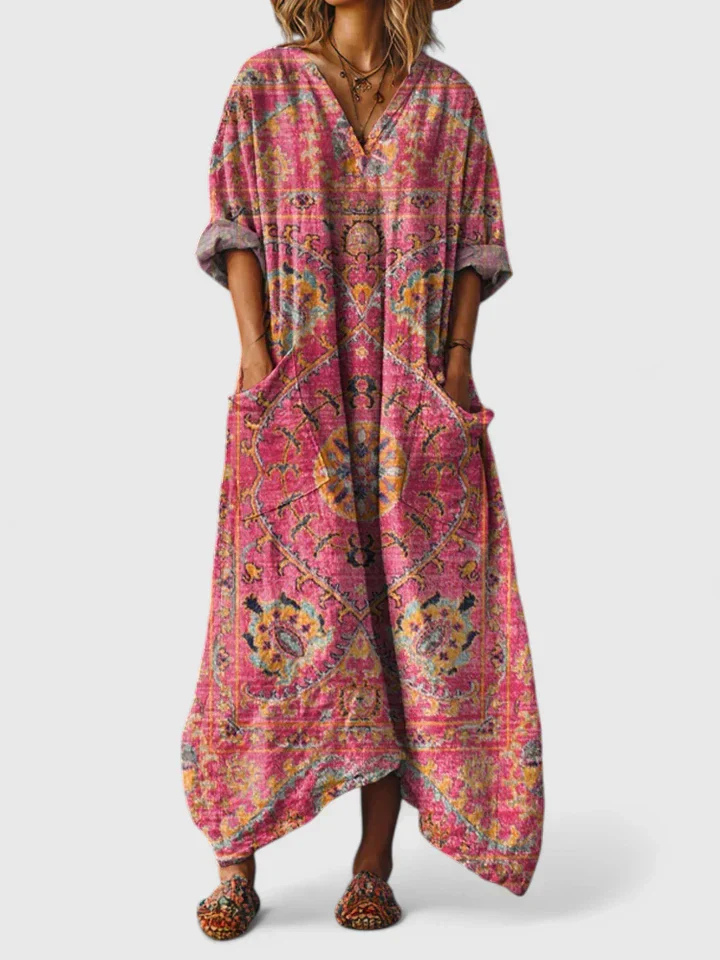Emily | V-Neck Front Pocket Maxi Dress for Women