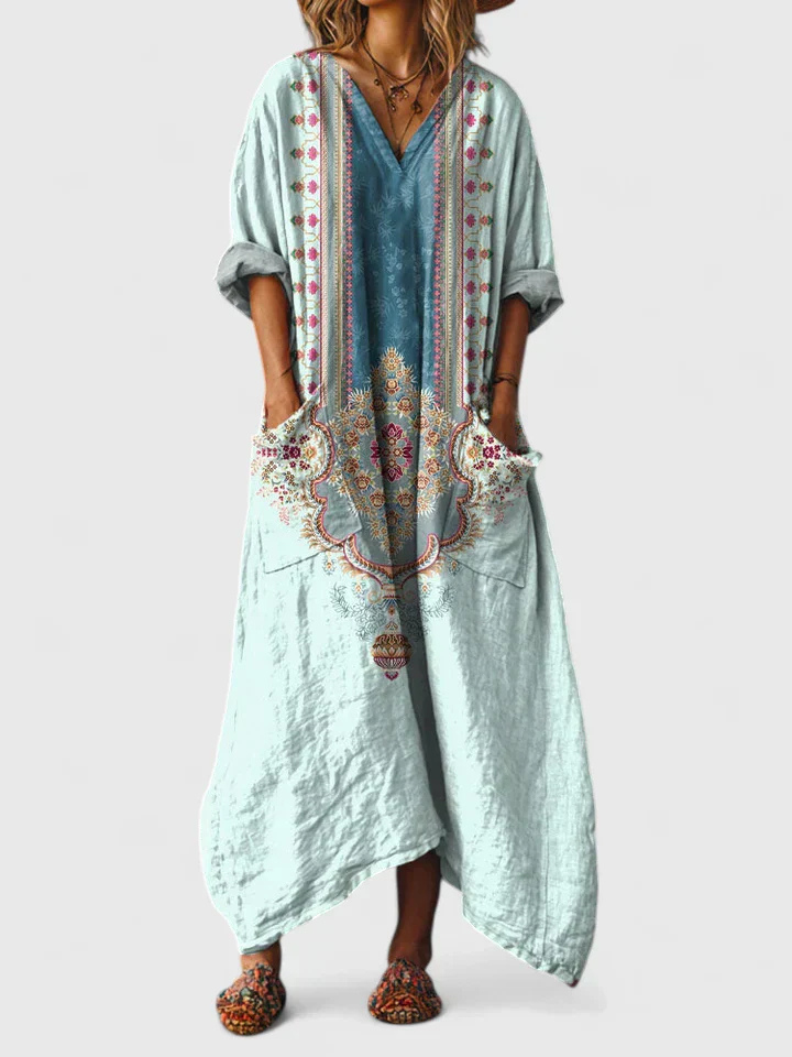 Emily | V-Neck Front Pocket Maxi Dress for Women