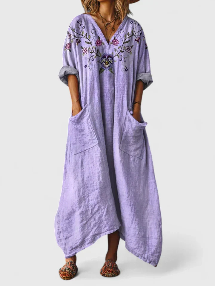 Emily | V-Neck Front Pocket Maxi Dress for Women