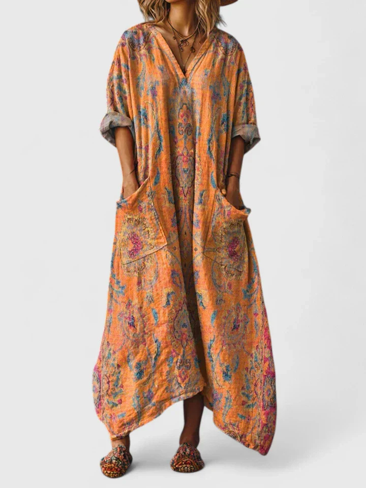 Emily | V-Neck Front Pocket Maxi Dress for Women