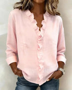 Livia | Ruffled Blouse with V-Neck for Women