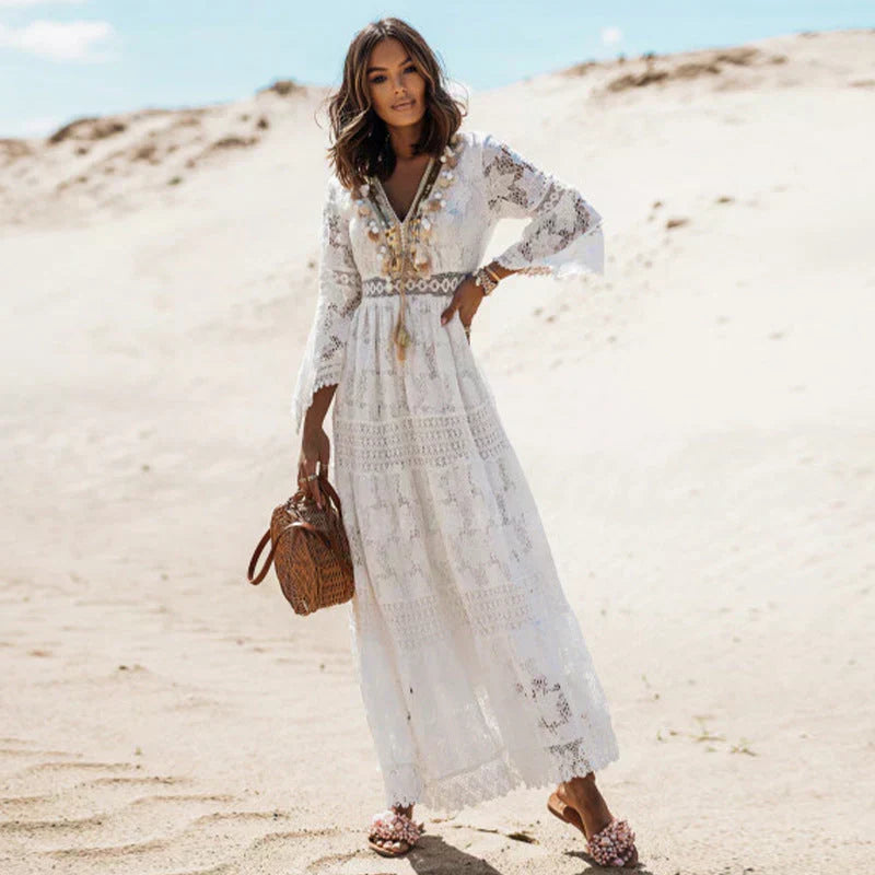 Elodie | Lace Maxi Dress with Long Sleeves for Women