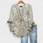 Elara | Blouse with V-Neck and Ruffled Sleeves for Women