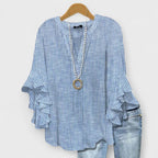 Elara | Blouse with V-Neck and Ruffled Sleeves for Women