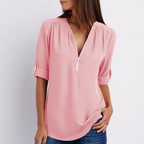 Ember | V-Neck Roll-Sleeve Blouse for Women