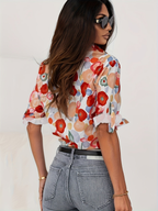 Bridget | Linen Floral Button-Down Blouse for Women