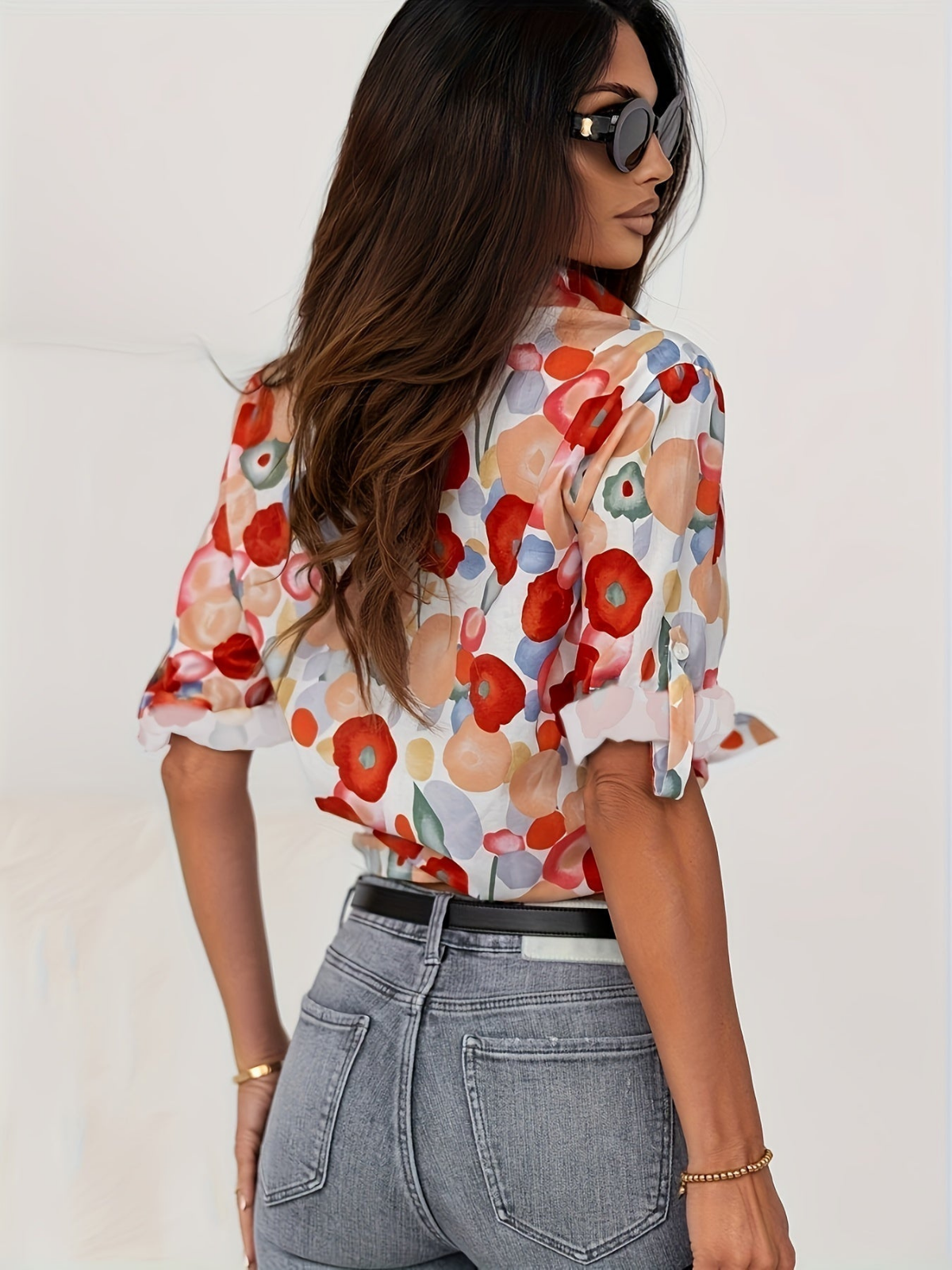 Bridget | Linen Floral Button-Down Blouse for Women