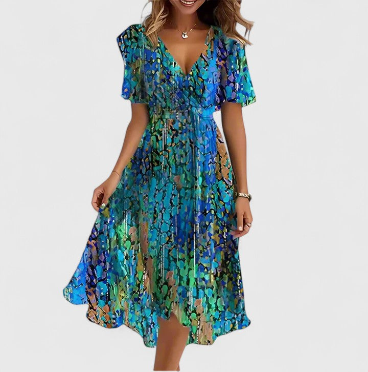 Madison | V-Neck Short Sleeve Midi Dress for Women