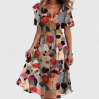 Madison | V-Neck Short Sleeve Midi Dress for Women