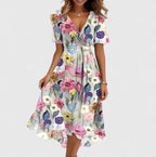 Madison | V-Neck Short Sleeve Midi Dress for Women