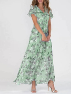 Skylar | V-Neck Flutter Sleeve Floral Maxi Dress for Women