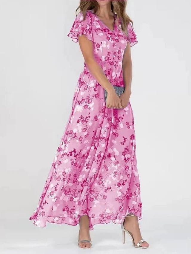 Skylar | V-Neck Flutter Sleeve Floral Maxi Dress for Women