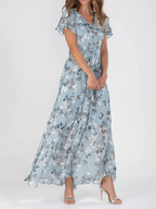 Skylar | V-Neck Flutter Sleeve Floral Maxi Dress for Women