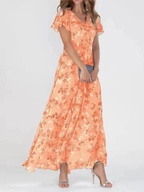 Skylar | V-Neck Flutter Sleeve Floral Maxi Dress for Women