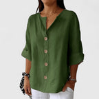 Lana | Button-Down Roll-Tab Sleeve Blouse for Women