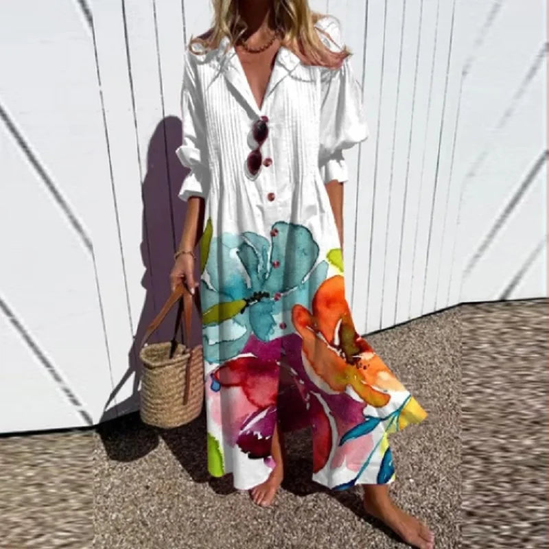 Ora | Floral Midi Shirt Dress for Women
