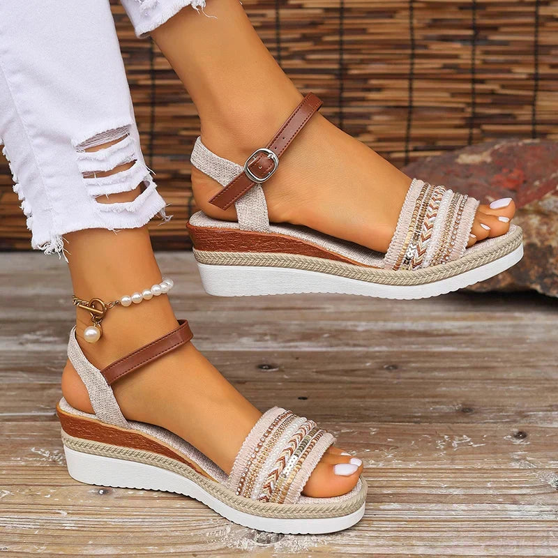 Barbara | Platform Ankle Strap Wedge Sandals for Women