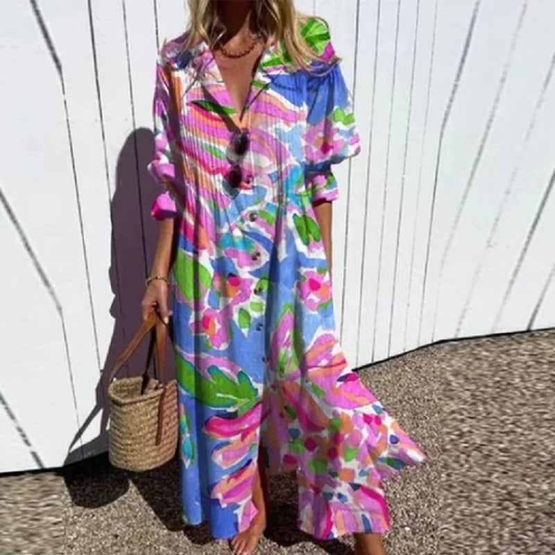 Ora | Floral Midi Shirt Dress for Women