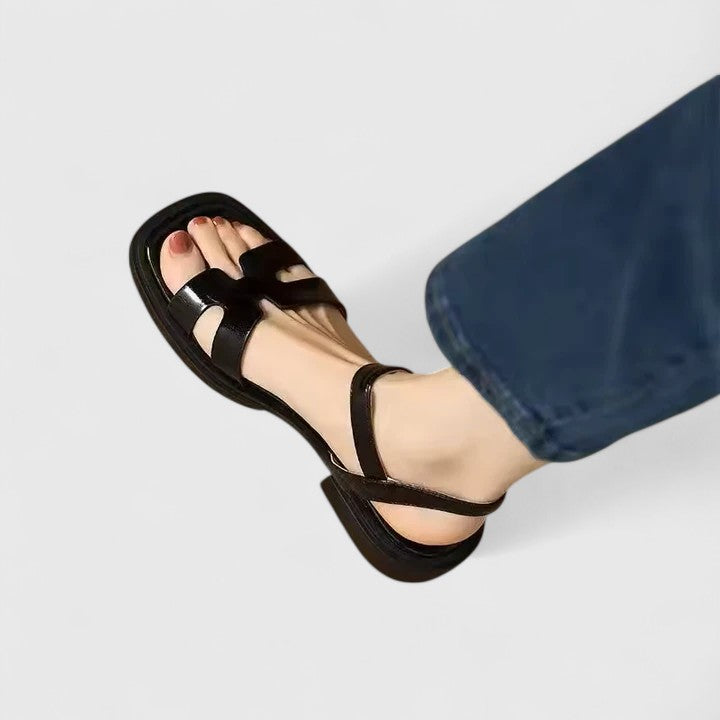 Nieve | Open Toe Ankle Strap Flat Sandals for Women
