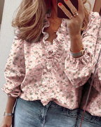 Enola | Ruffle-Trim Button-Down Blouse for Women