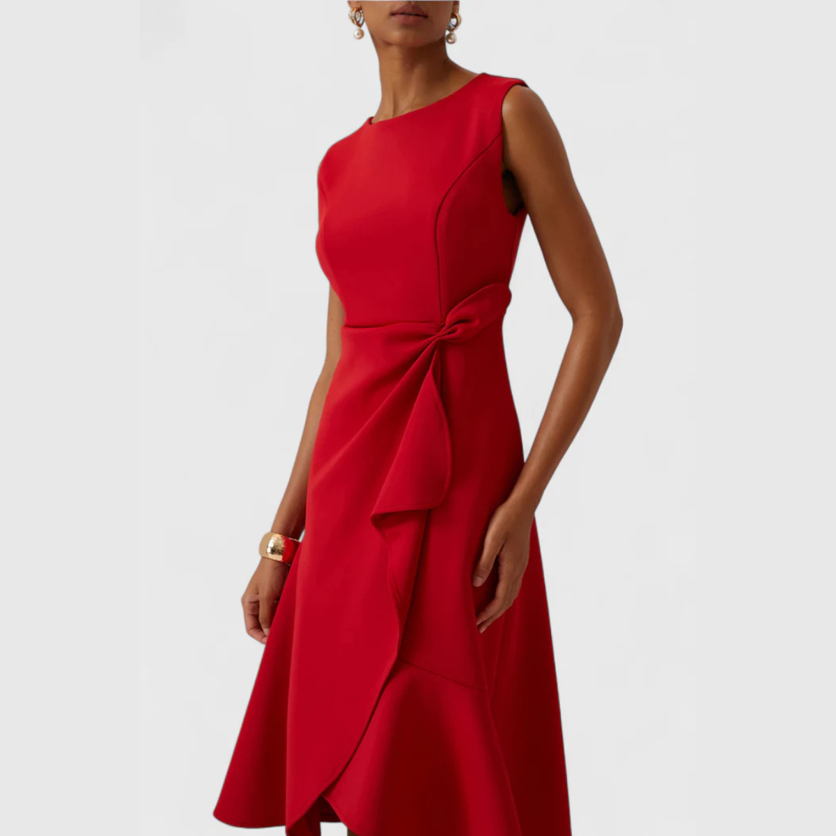 Cora | A-Line Midi Dress with Wrap Detail for Women