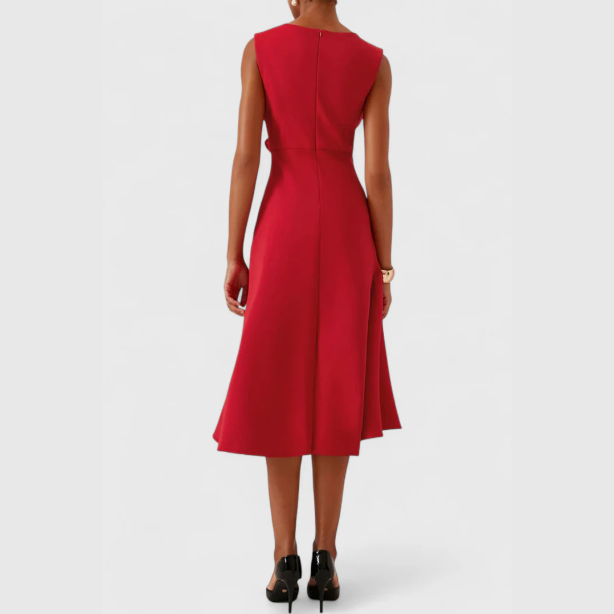 Cora | A-Line Midi Dress with Wrap Detail for Women