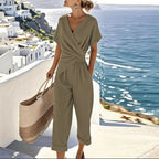 Janelle | Wrap Top Cropped Pants Set for Women