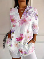 Brielle | Abstract Print Button-Down Blouse with Oversized Fit for Women