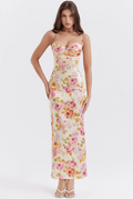 Melusina | Floral Wedding Guest Maxi Dress with Sweetheart and Spaghetti Straps for Women