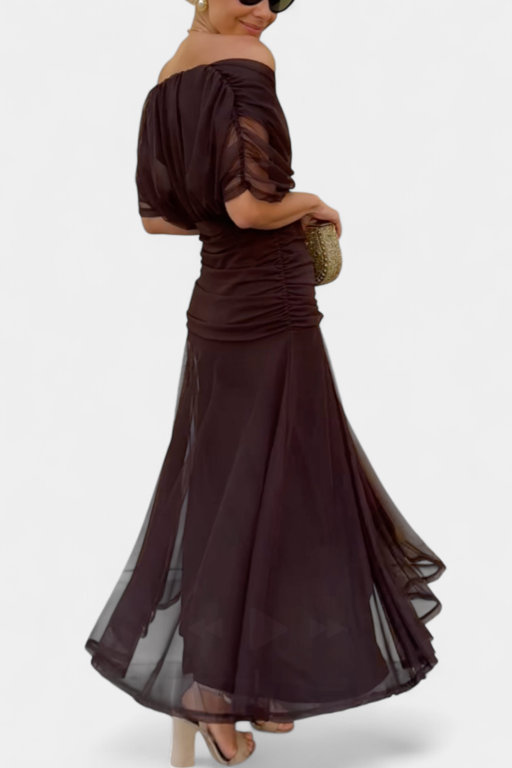 Rashida | Off-Shoulder Ruched Midi Dress for Women