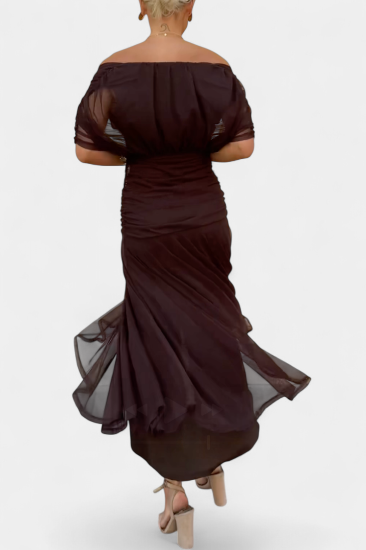 Rashida | Off-Shoulder Ruched Midi Dress for Women