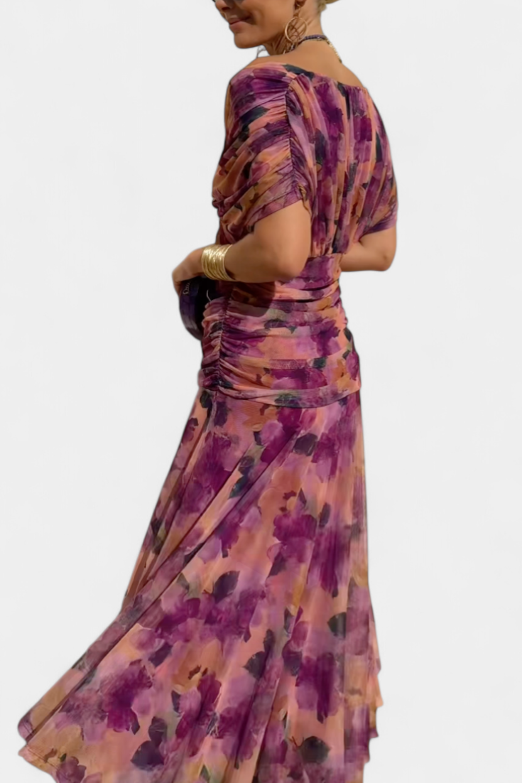 Rashida | Off-Shoulder Ruched Midi Dress for Women
