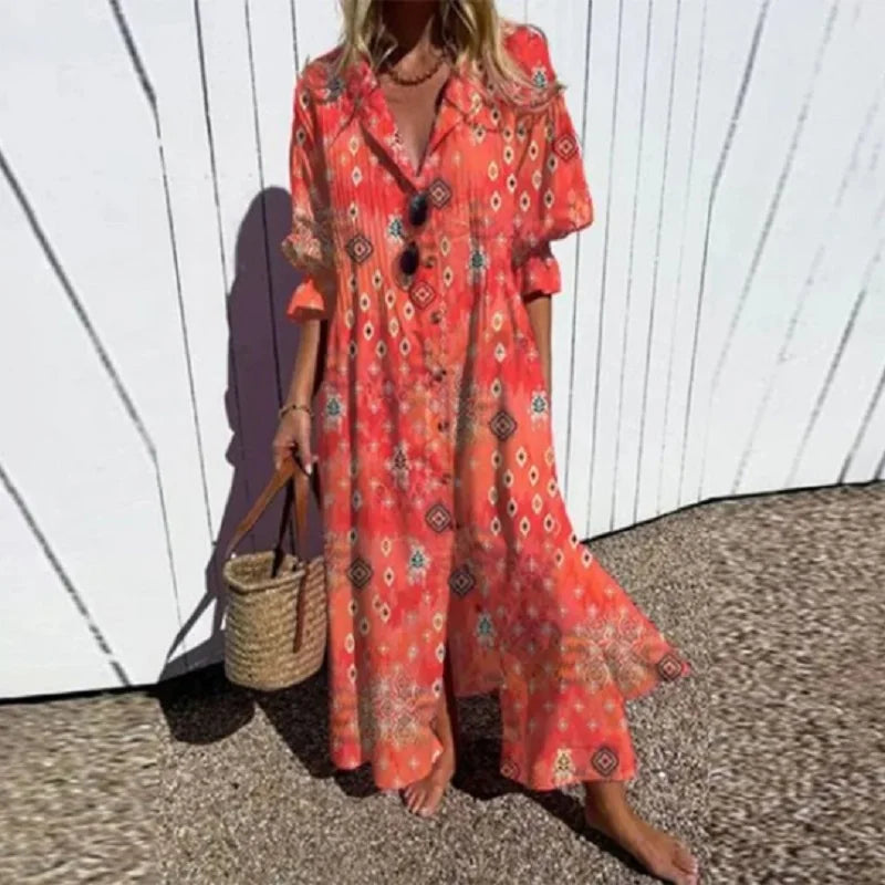 Ora | Floral Midi Shirt Dress for Women