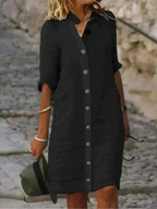 Addison | Linen Button-Down Shirt Dress with Collar for Women