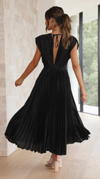 Maria | Pleated V-Neck Maxi Dress for Women