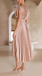 Maria | Pleated V-Neck Maxi Dress for Women
