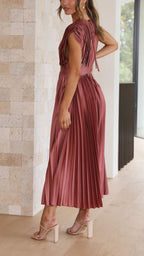 Maria | Pleated V-Neck Maxi Dress for Women