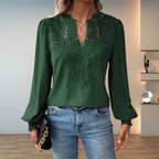 Faith | Lace V-Neck Long Sleeve Blouse for Women